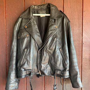 COPY - VINTAGE OVERSIZED XL GENUINE LEATHER MOTO JACKET AS SEEN ON HAILEY BEIBER